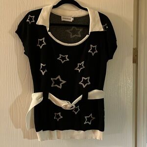 Oxknit women’s short sleeve sweater with belt